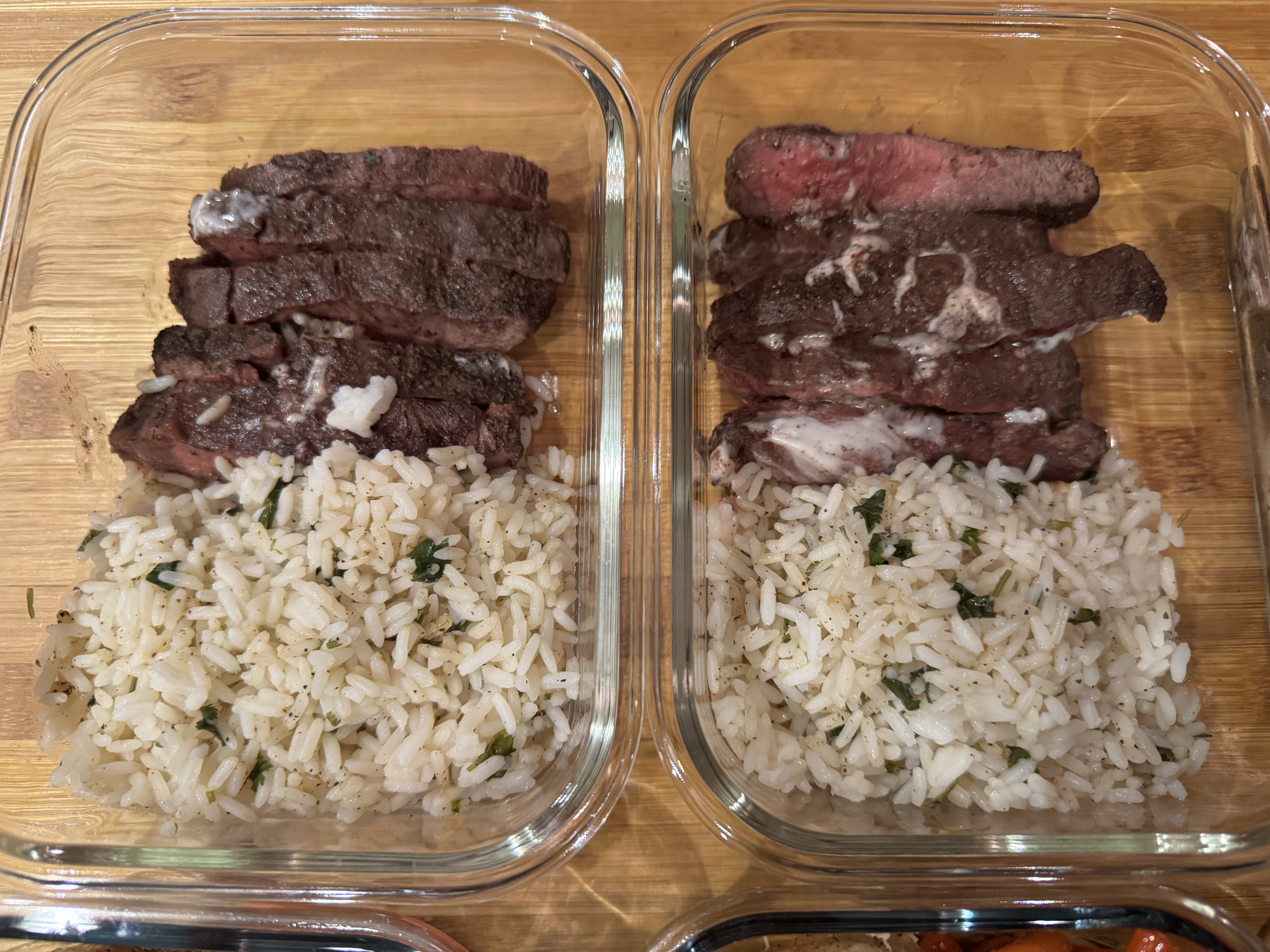 Seared Steak over Cilantro Lime Rice with Mediterranean Salad